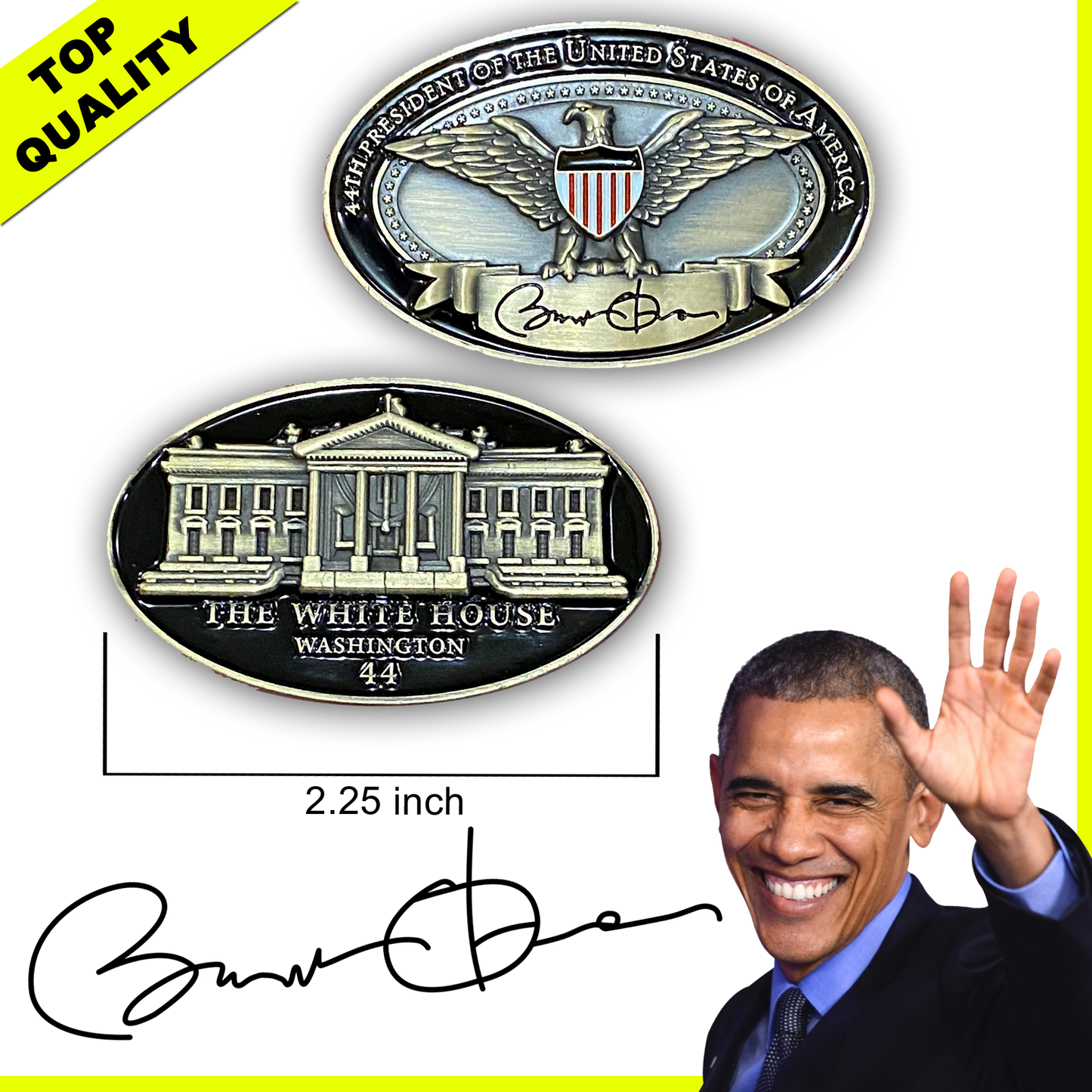F-023 44th President Barack Obama White House Eagle signed Challenge Coin