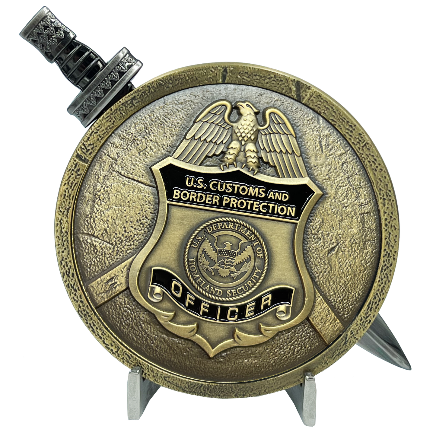 EL4-018 CBP officer Field Ops Shield with removable Sword Challenge Coin Set Field Operations CBPO