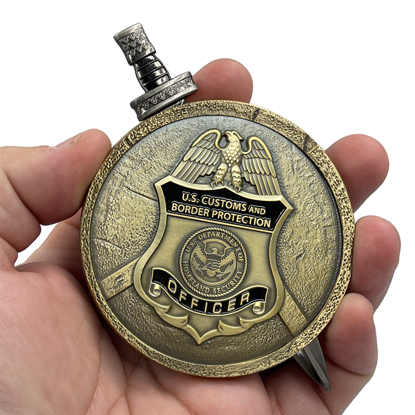 EL4-018 CBP officer Field Ops Shield with removable Sword Challenge Coin Set Field Operations CBPO
