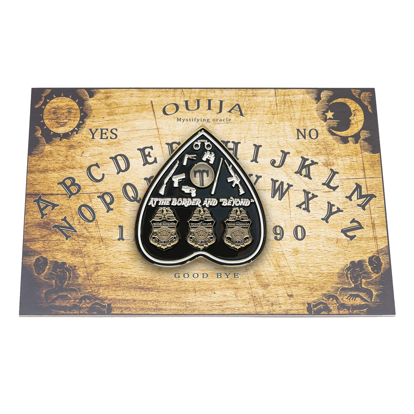 discontinued BL17-019 CBP Challenge Coin Border Patrol, Field Operations, Air and Marine paranormal Ouija inspired