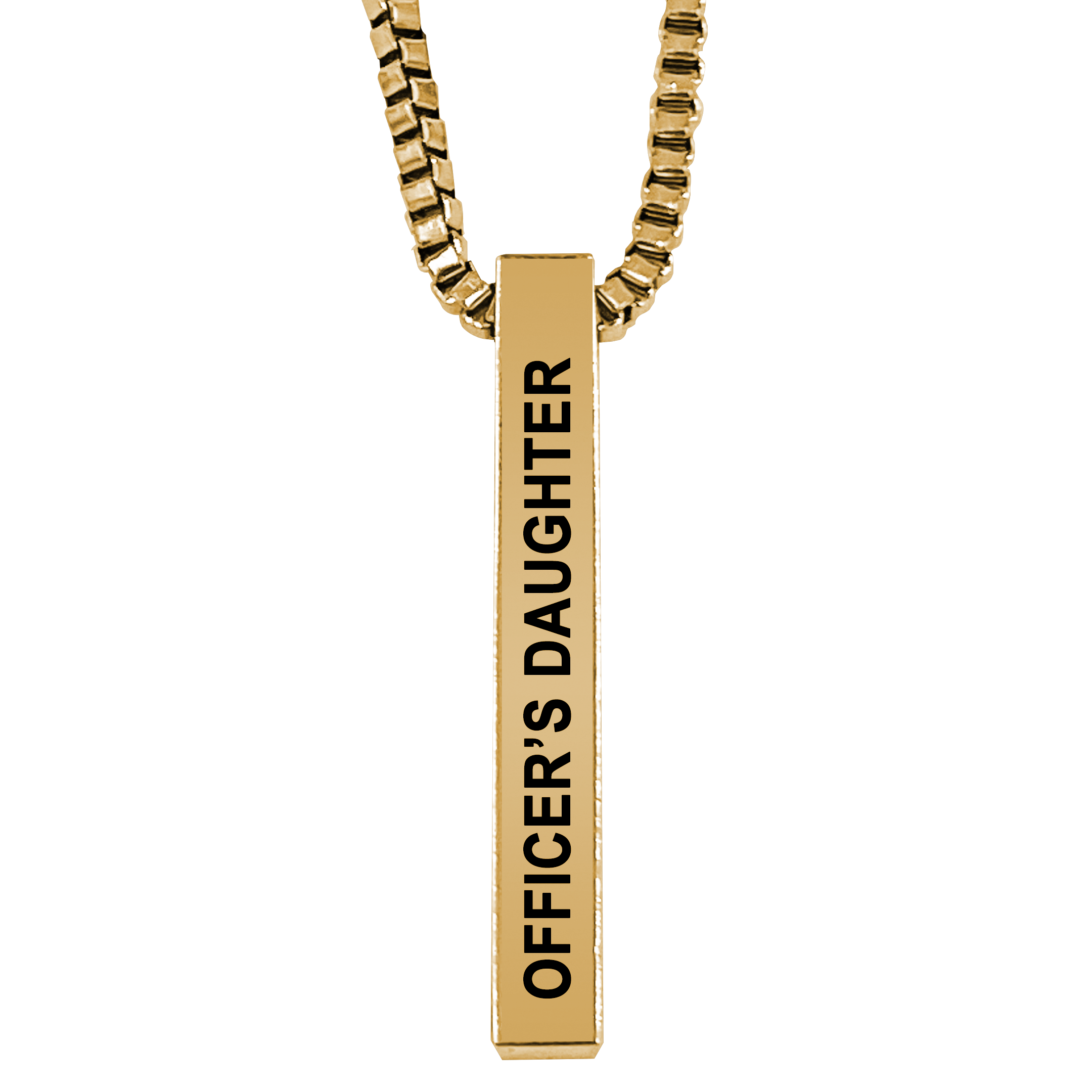 Officer's Daughter Gold Plated Pillar Bar Pendant Necklace Gift Mother's Day Christmas Holiday Anniversary Police Sheriff Officer First Responder Law Enforcement