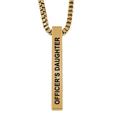 Officer's Daughter Gold Plated Pillar Bar Pendant Necklace Gift Mother's Day Christmas Holiday Anniversary Police Sheriff Officer First Responder Law Enforcement