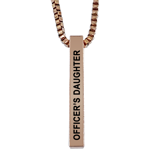 Officer's Daughter Rose Gold Plated Pillar Bar Pendant Necklace Gift Mother's Day Christmas Holiday Anniversary Police Sheriff Officer First Responder Law Enforcement
