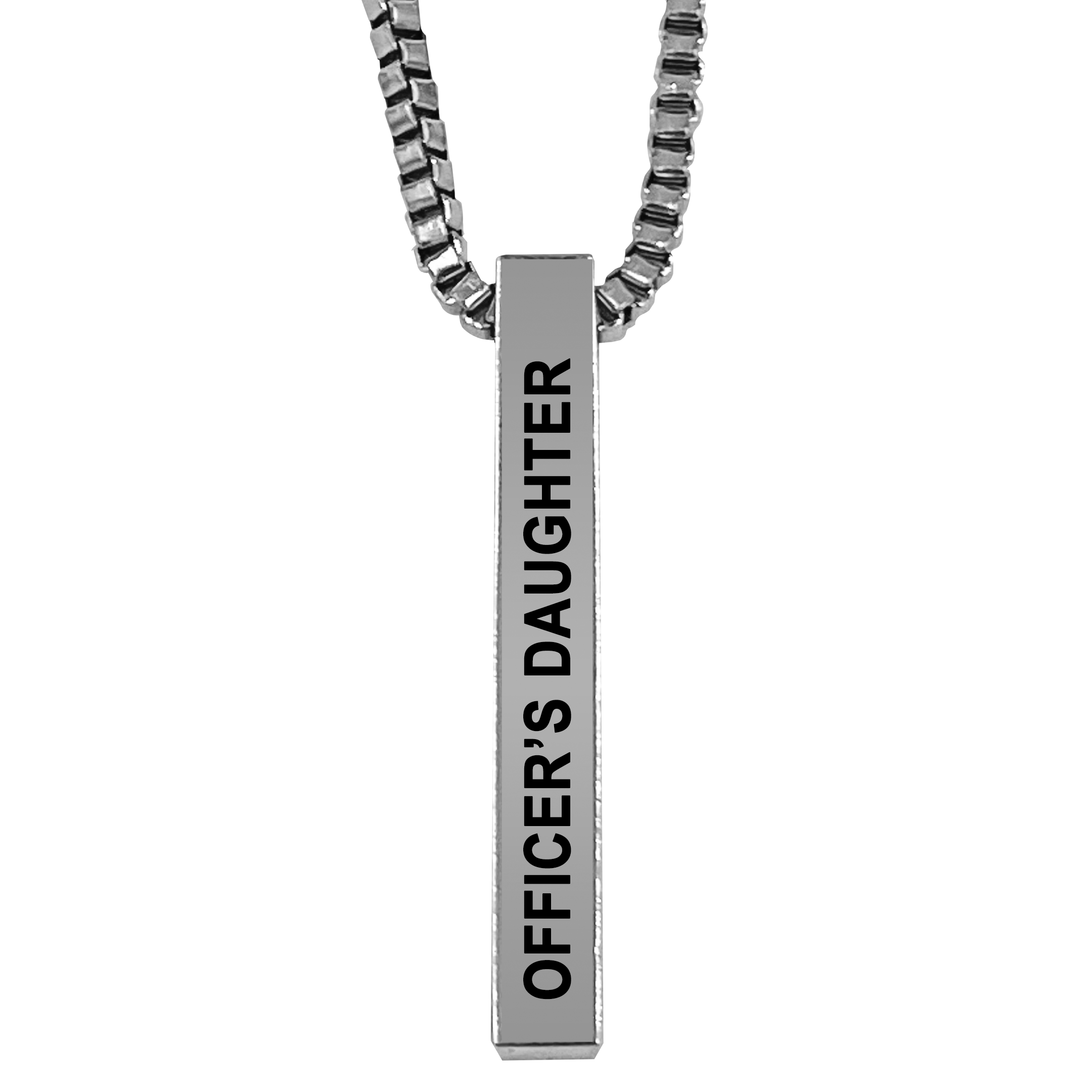 Officer's Daughter Silver Plated Pillar Bar Pendant Necklace Gift Mother's Day Christmas Holiday Anniversary Police Officer First Responder Law Enforcement