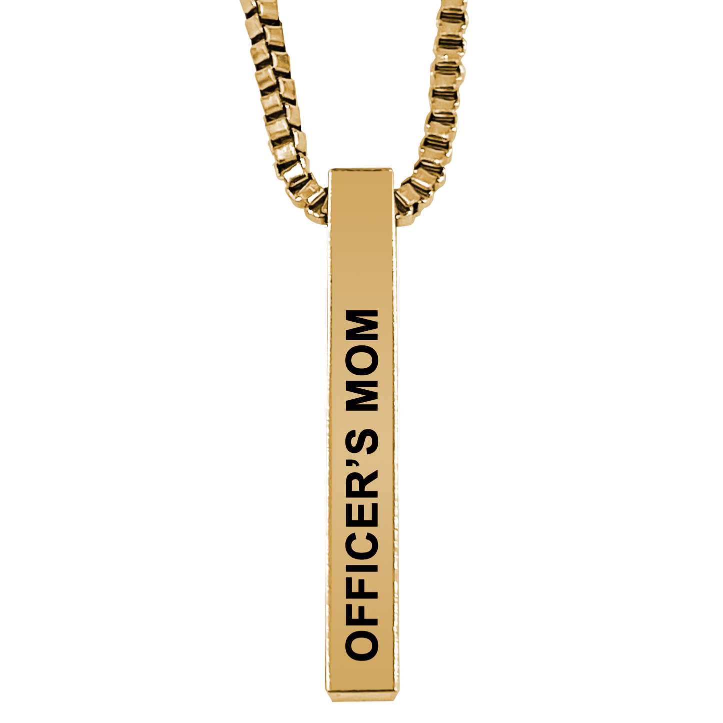 Officer's Mom Gold Plated Pillar Bar Pendant Necklace Gift Mother's Day Christmas Holiday Anniversary Police Sheriff Officer First Responder Law Enforcement