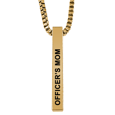 Officer's Mom Gold Plated Pillar Bar Pendant Necklace Gift Mother's Day Christmas Holiday Anniversary Police Sheriff Officer First Responder Law Enforcement