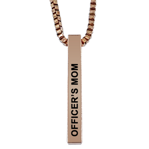 Officer's Mom Rose Gold Plated Pillar Bar Pendant Necklace Gift Mother's Day Christmas Holiday Anniversary Police Sheriff Officer First Responder Law Enforcement