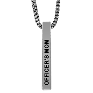 Officer's Mom Silver Plated Pillar Bar Pendant Necklace Gift Mother's Day Christmas Holiday Anniversary Police Officer First Responder Law Enforcement