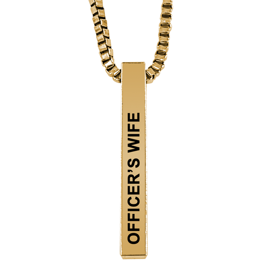 Officer's Wife Gold Plated Pillar Bar Pendant Necklace Gift Mother's Day Christmas Holiday Anniversary Police Sheriff Officer First Responder Law Enforcement