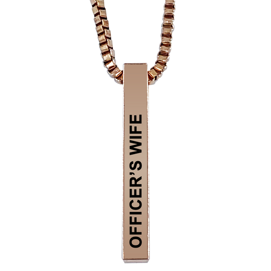 Officer's Wife Rose Gold Plated Pillar Bar Pendant Necklace Gift Mother's Day Christmas Holiday Anniversary Police Sheriff Officer First Responder Law Enforcement