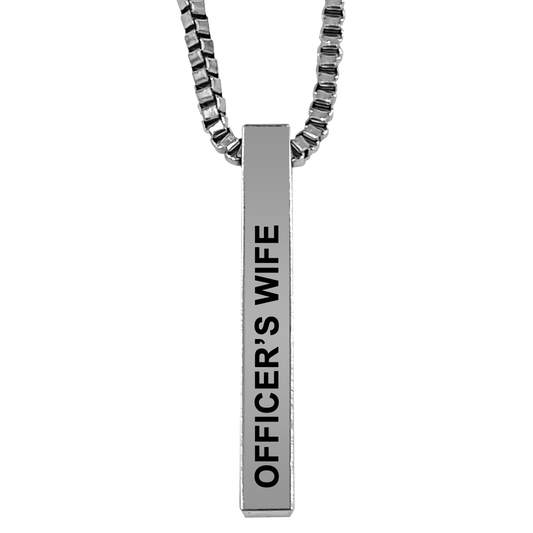 Officer's Wife Silver Plated Pillar Bar Pendant Necklace Gift Mother's Day Christmas Holiday Anniversary Police Officer First Responder Law Enforcement