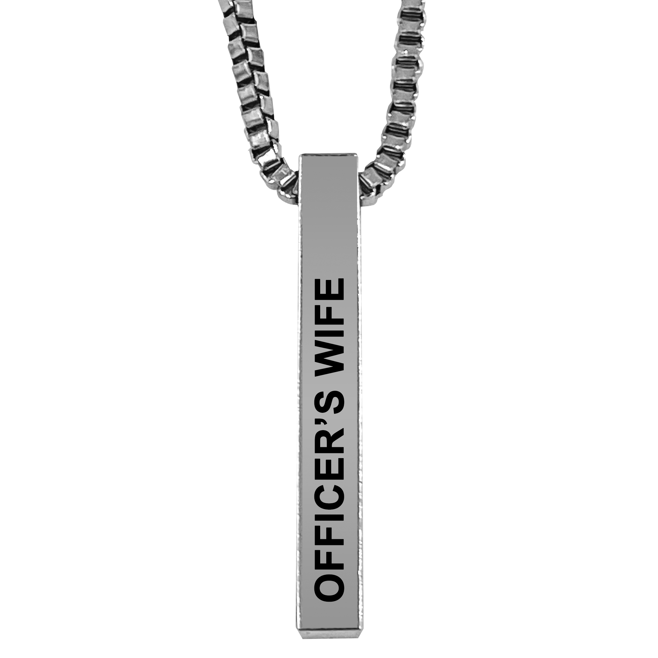 Officer's Wife Silver Plated Pillar Bar Pendant Necklace Gift Mother's Day Christmas Holiday Anniversary Police Officer First Responder Law Enforcement