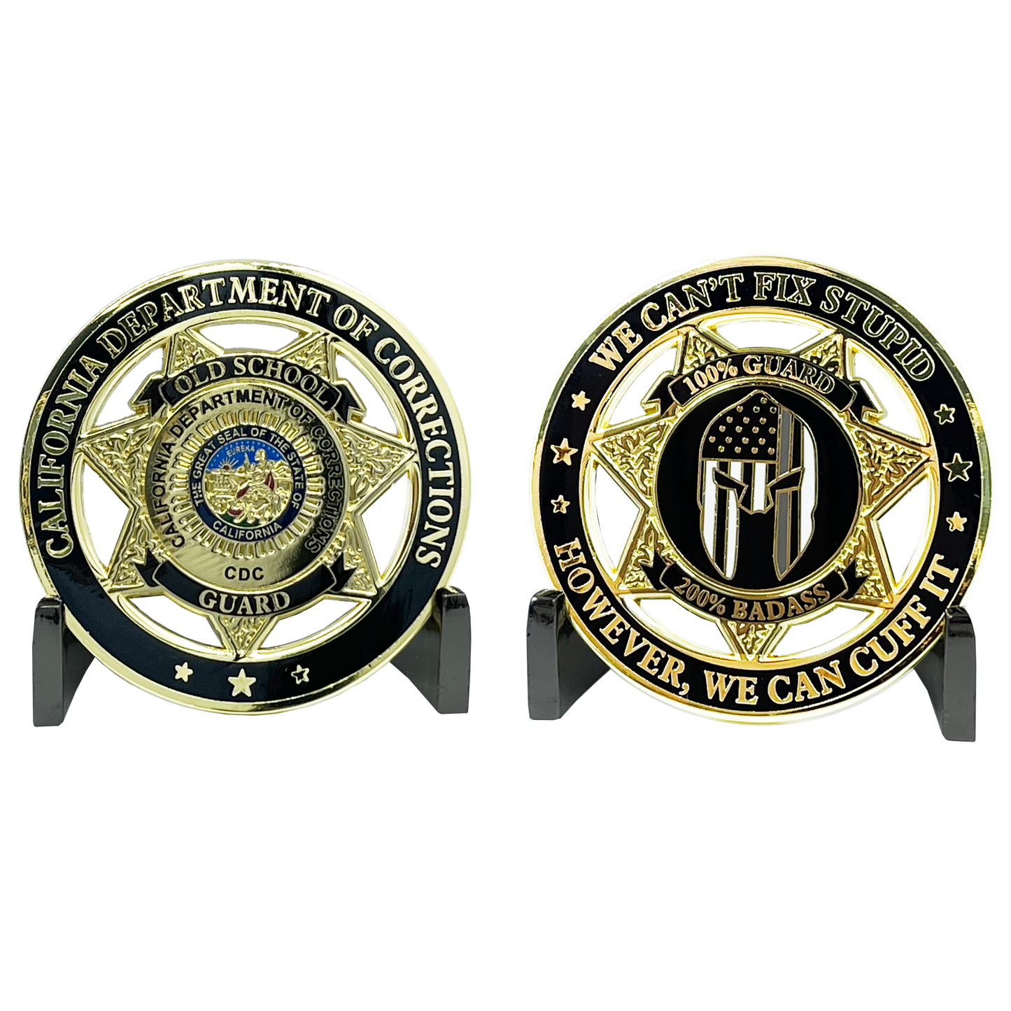 EL3-020 Old School Prison Jail Guard Challenge Coin Correctional Officer CO California Department of Corrections CDC thin gray line gladiator police