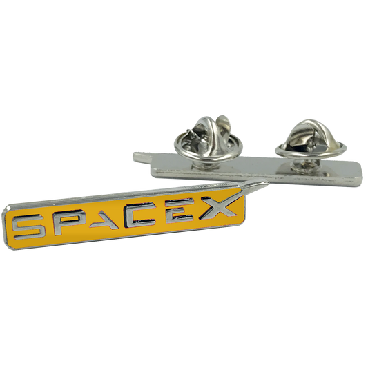 M-32 SpaceX pin Space X dual pin back orange lapel pin