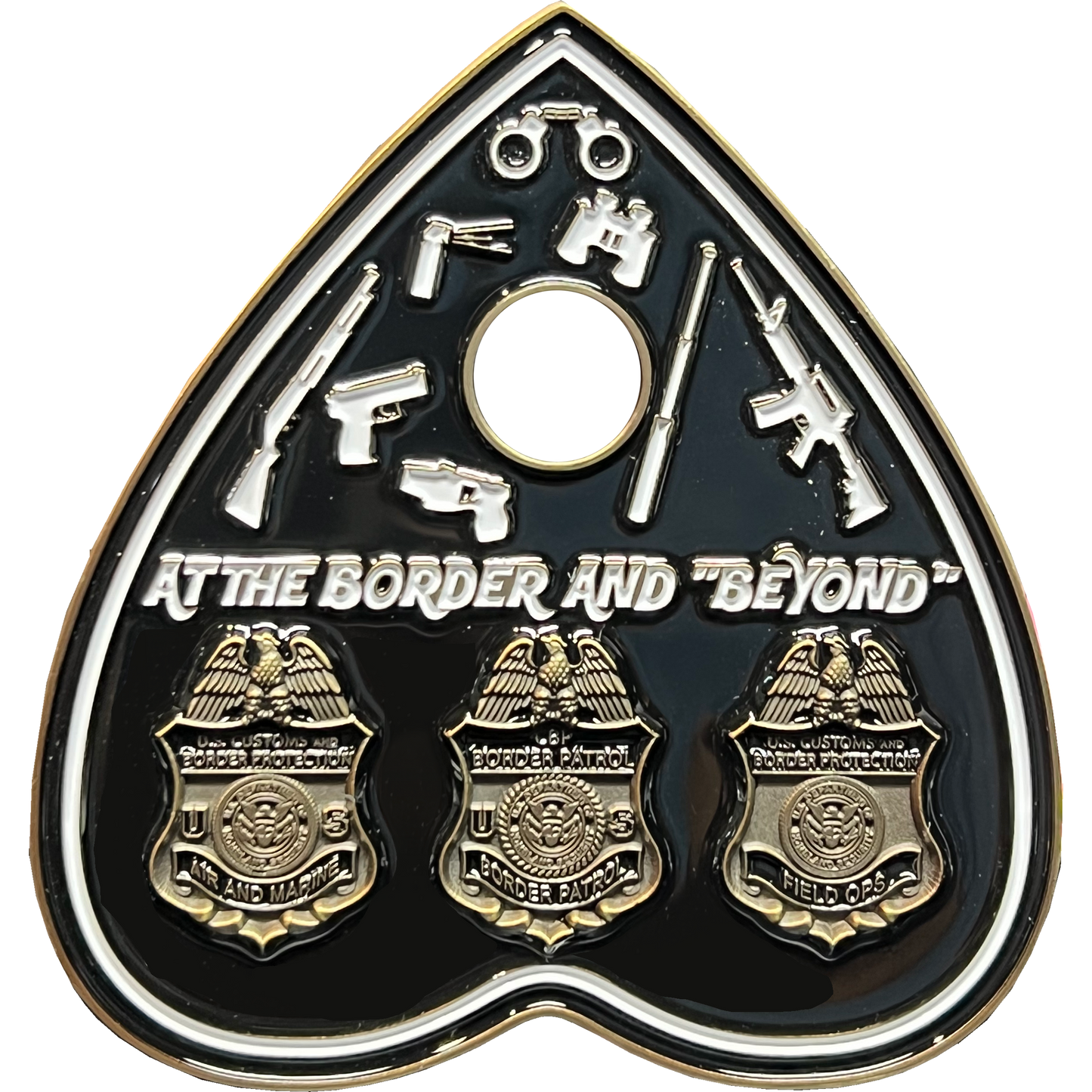 discontinued BL17-019 CBP Challenge Coin Border Patrol, Field Operations, Air and Marine paranormal Ouija inspired