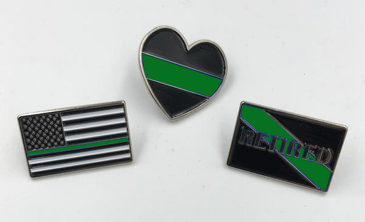 CL5-012 Thin Green Line Pin Set: 3 Law Enforcement Police Pins