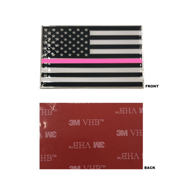 M-34 Thin Pink Line US Flag Vehicle Emblem high-end metal decal with 3M Police CBP LEO