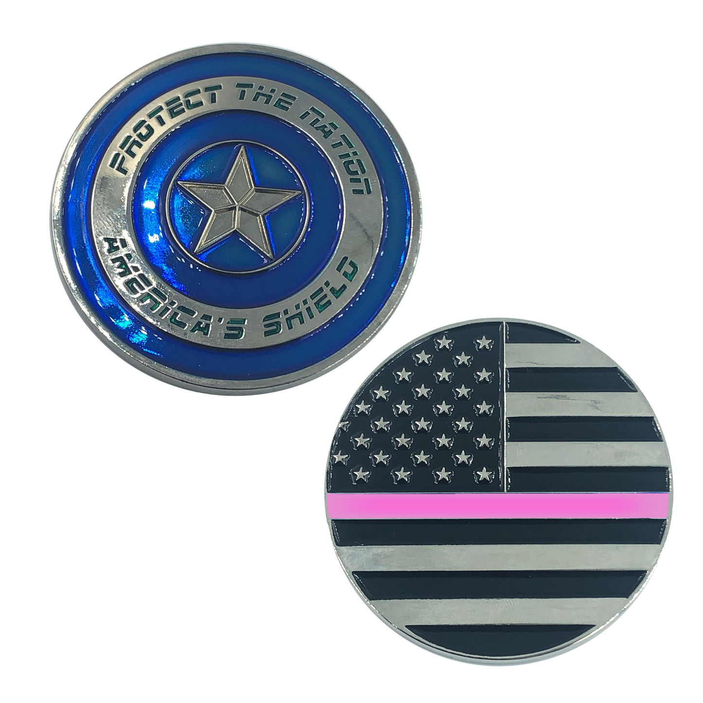 BL6-020 Thin PINK Captain America Shield Police BREAST CANCER AWARENESS CBP NYPD ATF LAPD Federal Agent