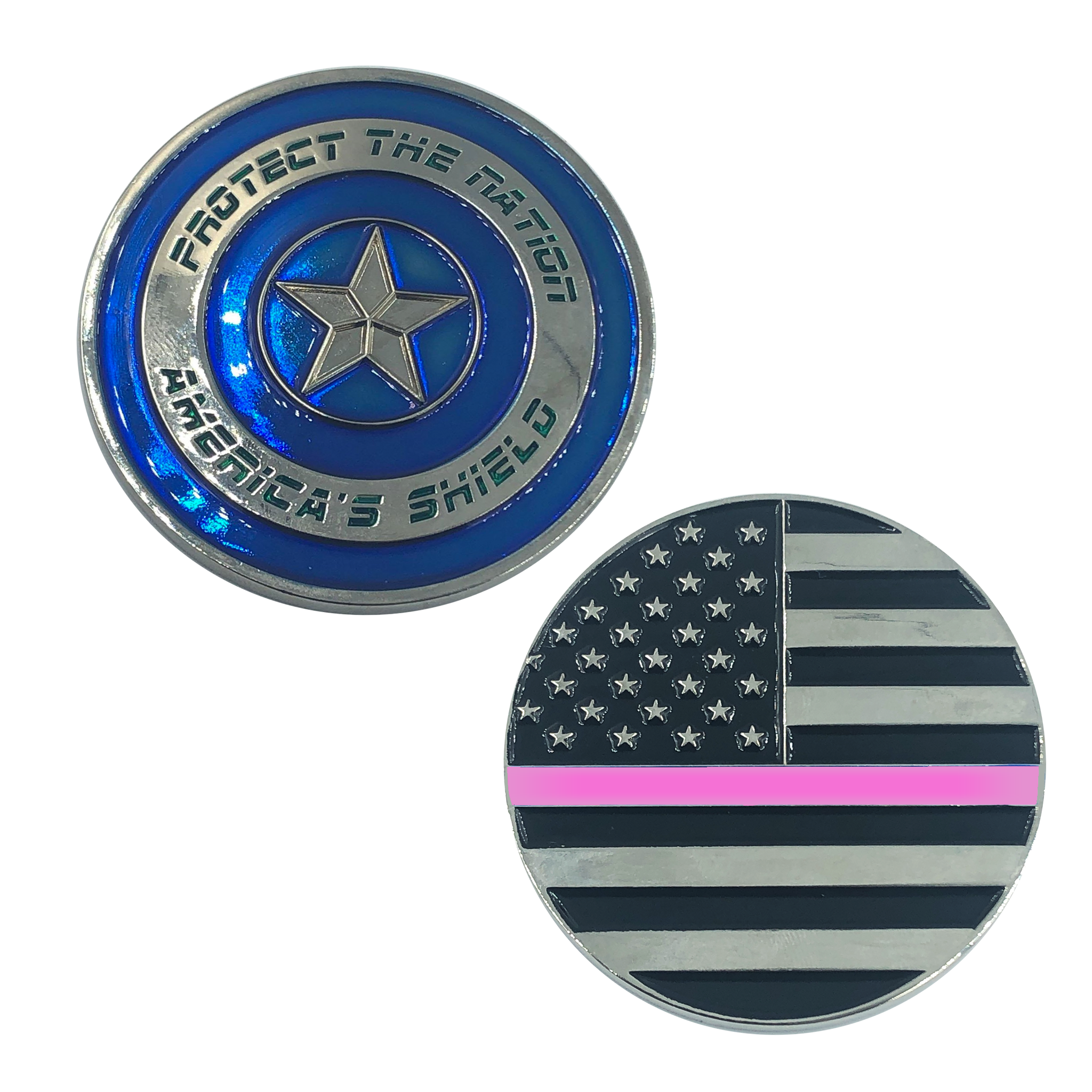 BL6-020 Thin PINK Captain America Shield Police BREAST CANCER AWARENESS CBP NYPD ATF LAPD Federal Agent