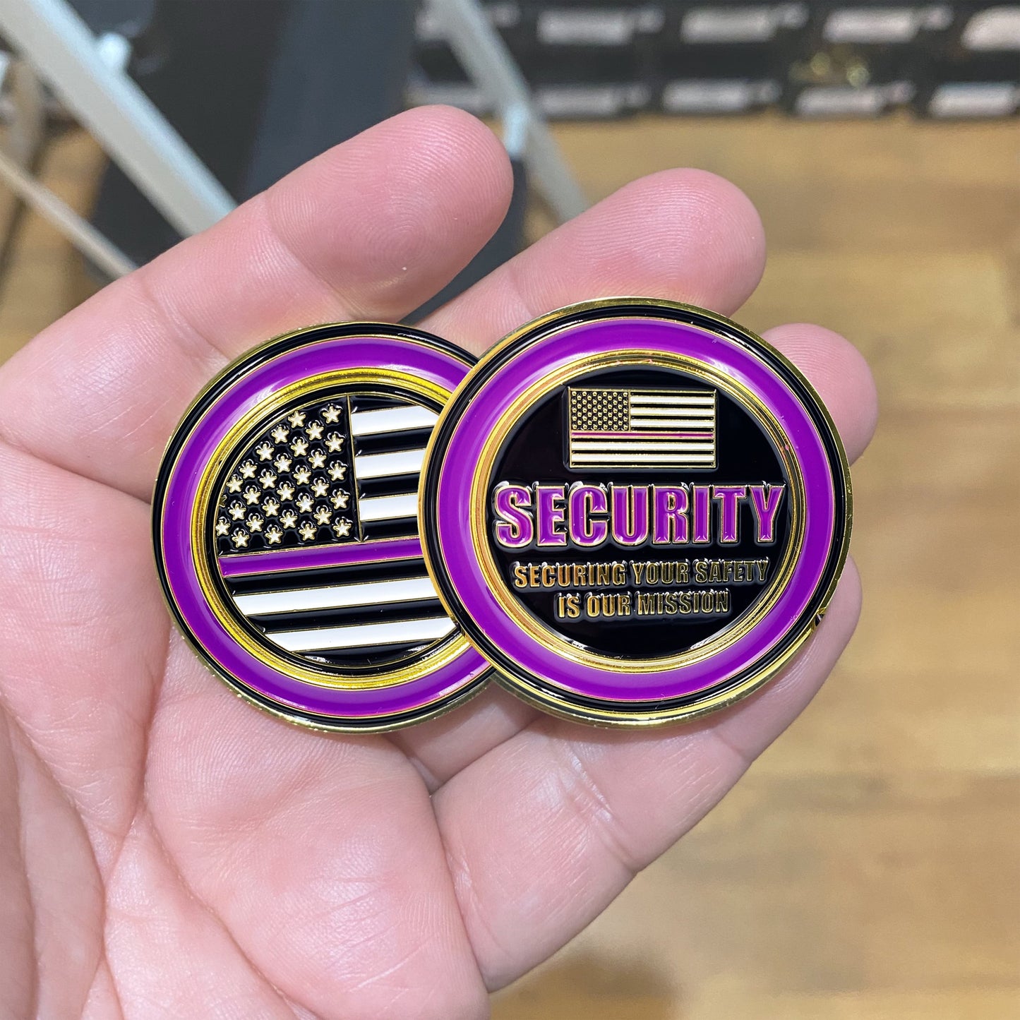CL-NN SECURITY OFFICER Challenge Coin Security Enforcement Guard Thin Purple Line