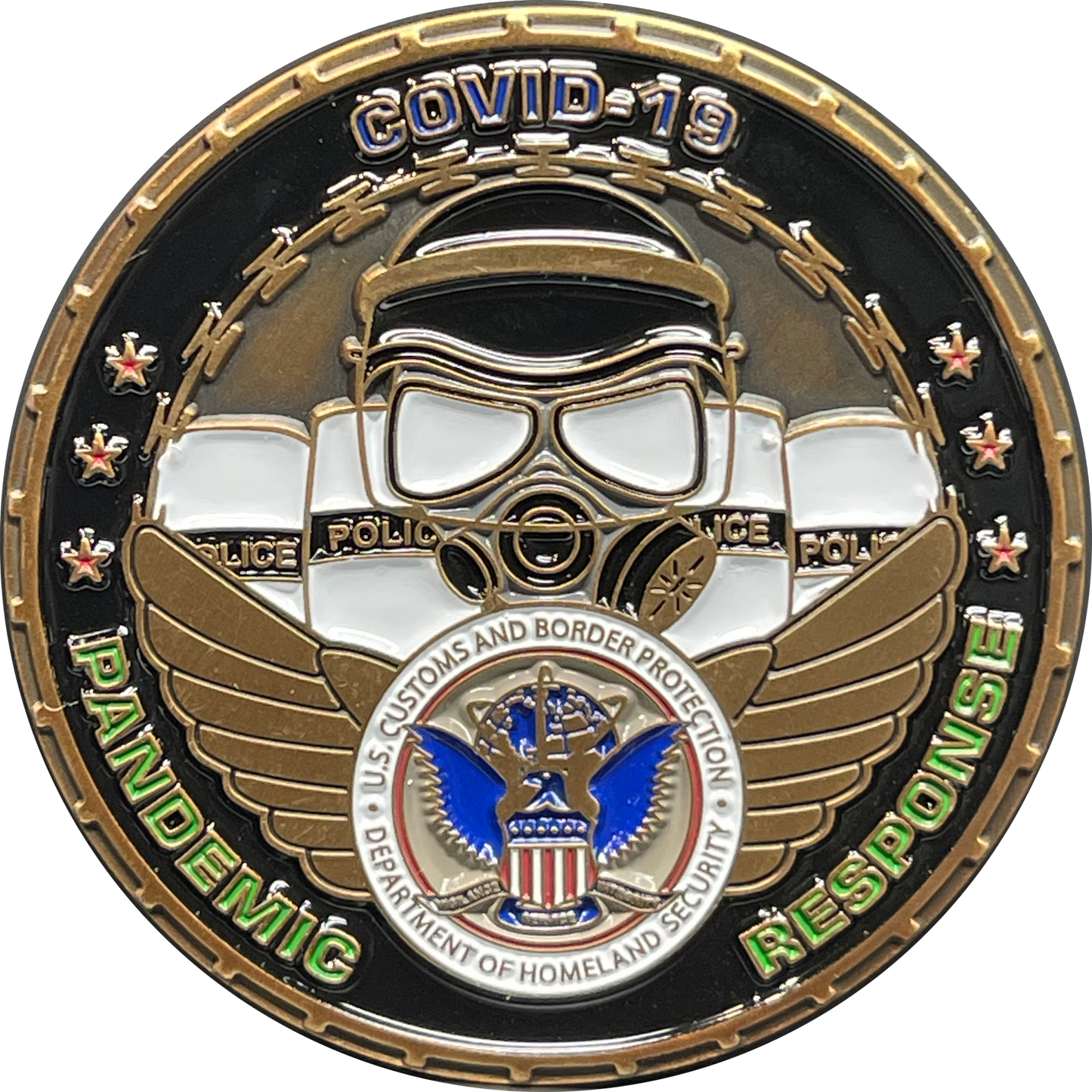BL12-013 Border Patrol Field Operations AMO Air and Marine Pandemic Response Team New CBP Seal Police Challenge Coin
