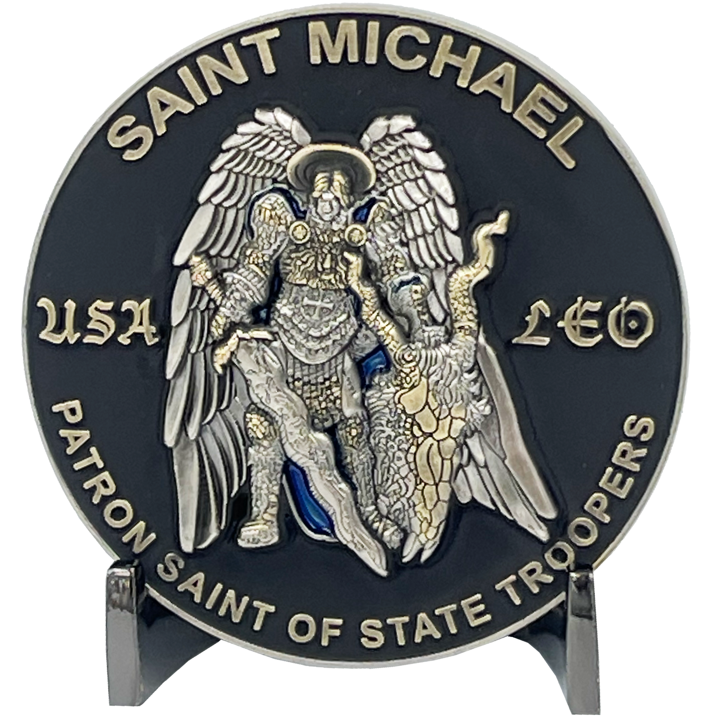 BL11-007 CSP Connecticut State Police Trooper Saint Michael Patron Saint Challenge Coin ST. MICHAEL