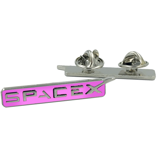 GG-012 SpaceX pin Space X dual pin back pink lapel pin Breast Cancer Awareness month
