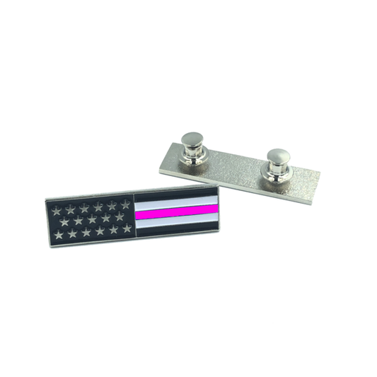 CL7-07 Thin Pink Line U.S. Flag Commendation Bar uniform Pin Police Breast Cancer
