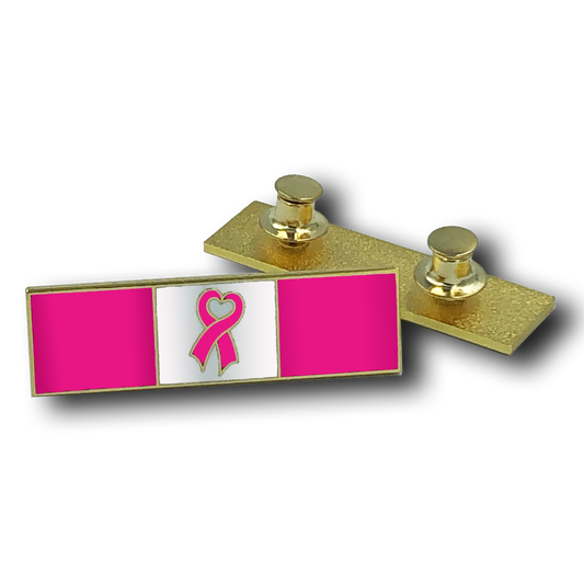 CL5-008 Breast Cancer Pink Ribbon Commendation Bar Pin Thin Pink Line Police First Responder Fire Fighter Military