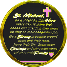 GL7-003 Thin Pink Line Breast Cancer Awareness Survivor Prayer Saint Michael Protect Us Matthew 14:30 Challenge Coin