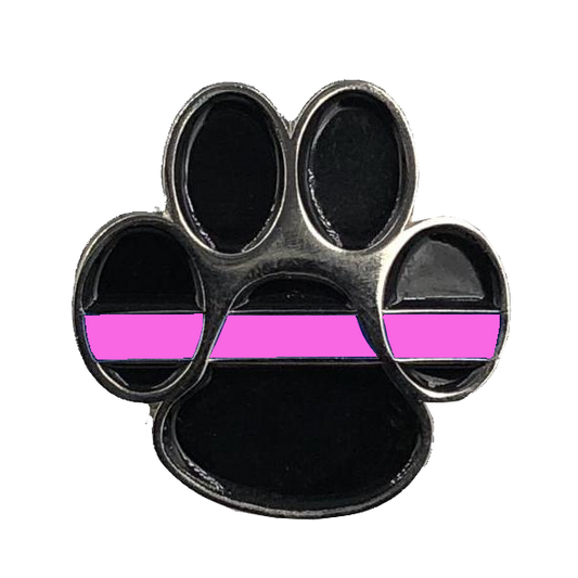 CL6-010 K9 Paw Thin Pink Line Canine Lapel Pin Breast Cancer Awareness