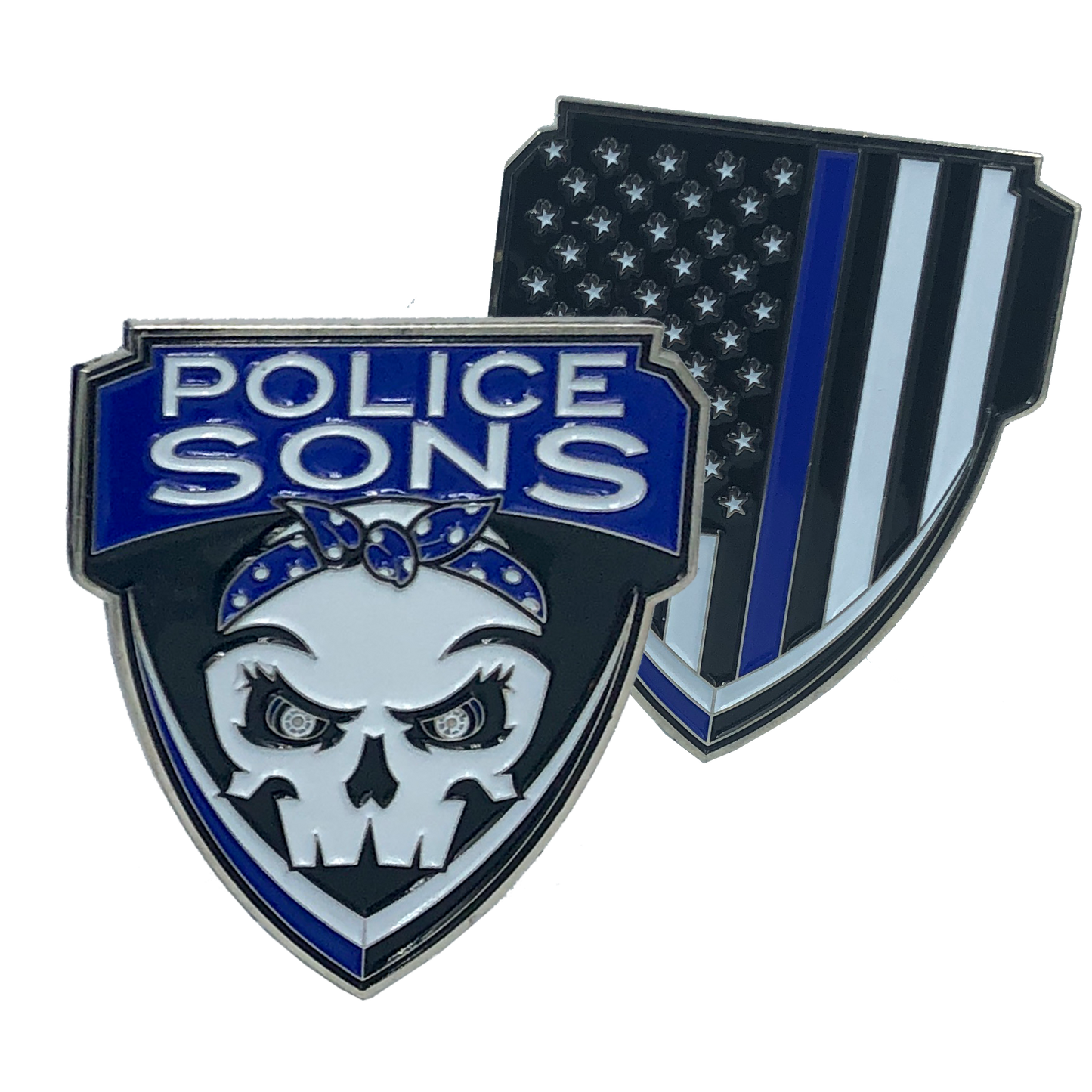 E-003 Police Sons Thin Blue Line Challenge Coin Supporter