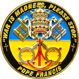 EL13-002 Pope Francis Catholic Church Vatican Volodymyr Zelenskyy President of Ukraine Military Ukrainian Armed Forces Challenge Coin