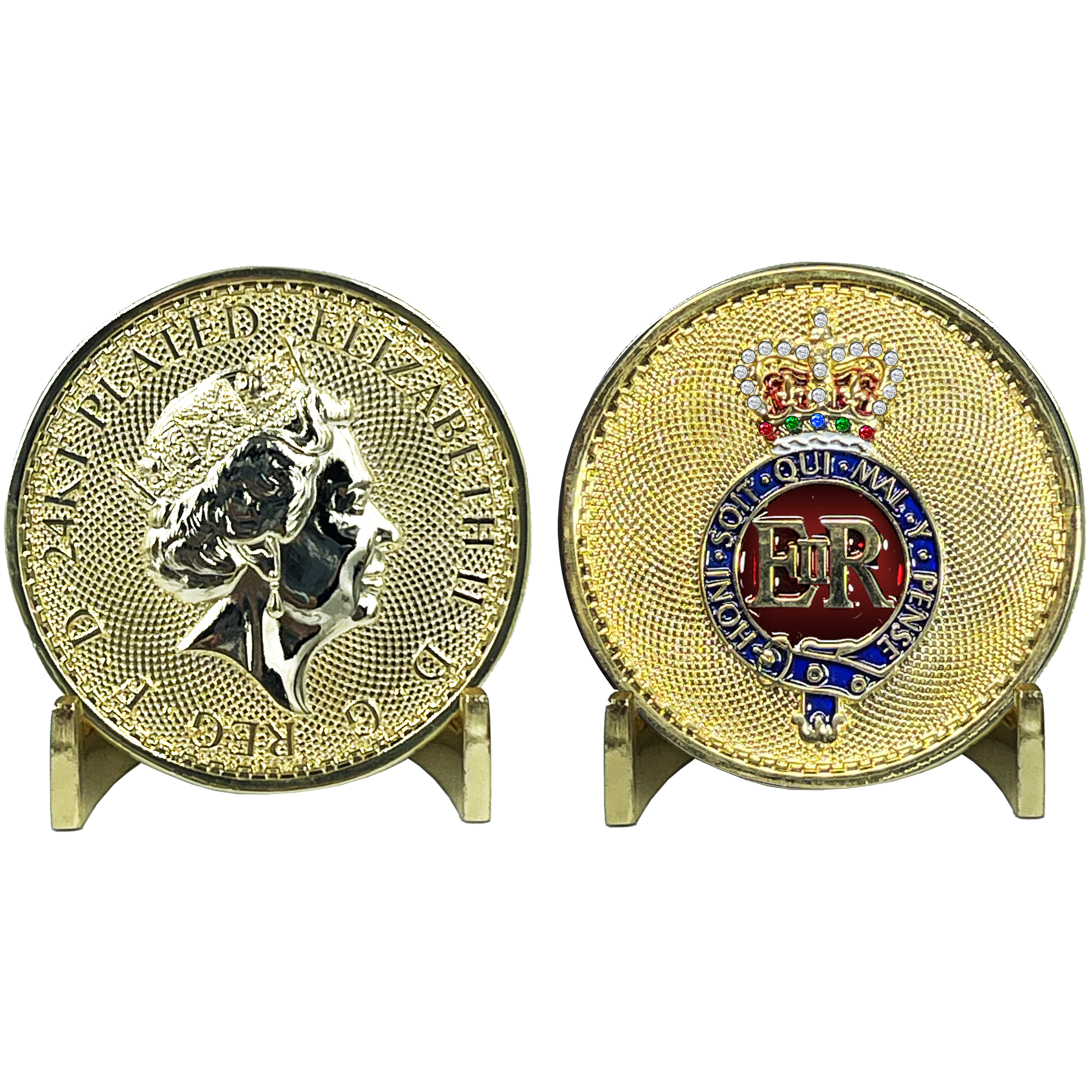 BL8-010 Queen Elizabeth 24KT Gold Plated Challenge Coin UK Queen's Guard Grenadier Guards Buckingham Palace