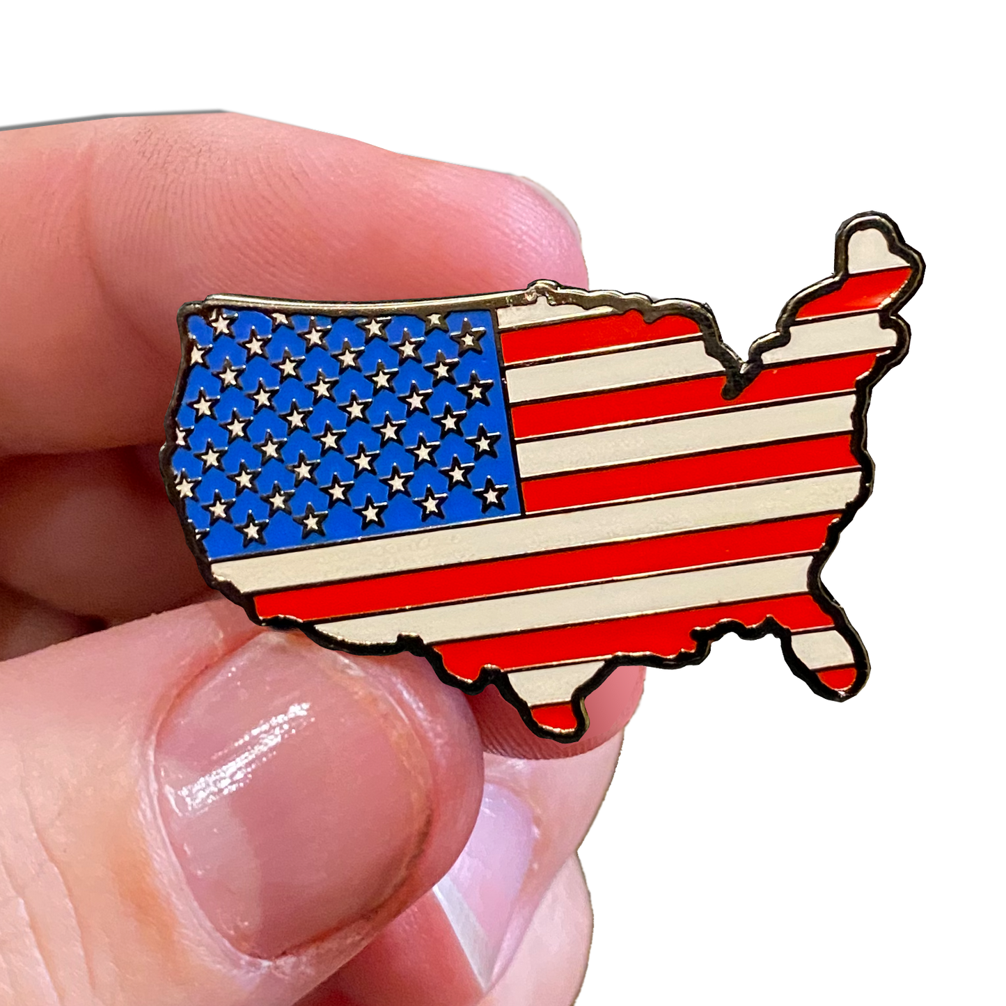 American Flag U.S. Map Pin with 2 pin posts and deluxe pin clasps