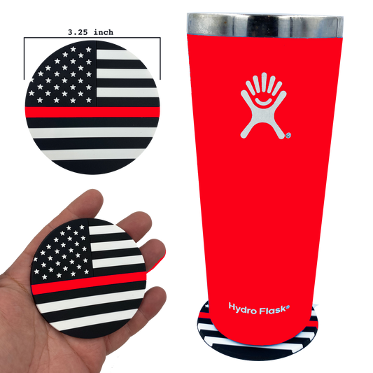 DL4-05 Thin Red Line Fire Fighter American Flag Silicone Coaster for drinks Fire Rescue Department Firefighter