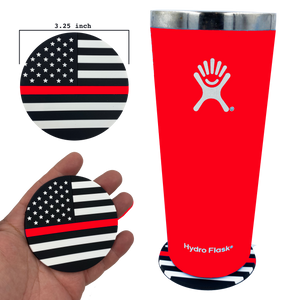 DL4-05 Thin Red Line Fire Fighter American Flag Silicone Coaster for drinks Fire Rescue Department Firefighter