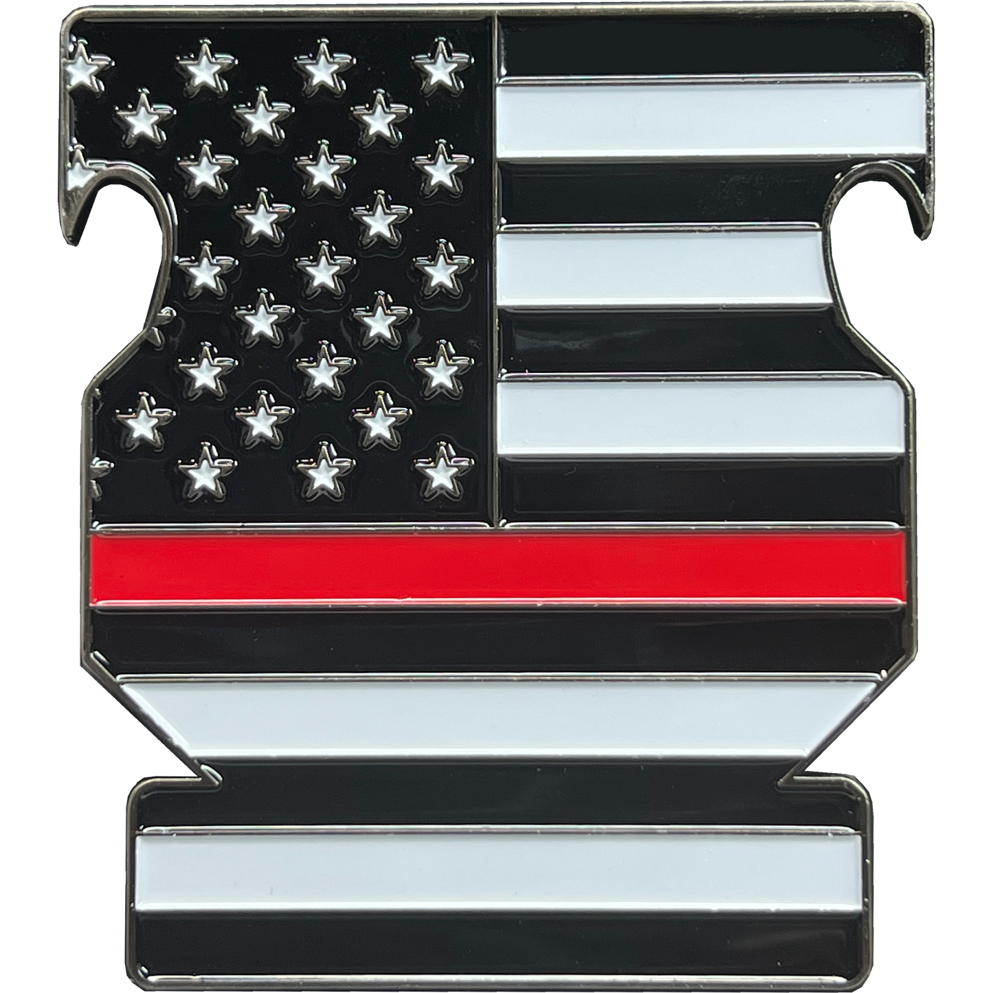 BL3-018 Thin Red Line Fire Fighter Challenge Coin Bottle Opener Fire Department Fireman