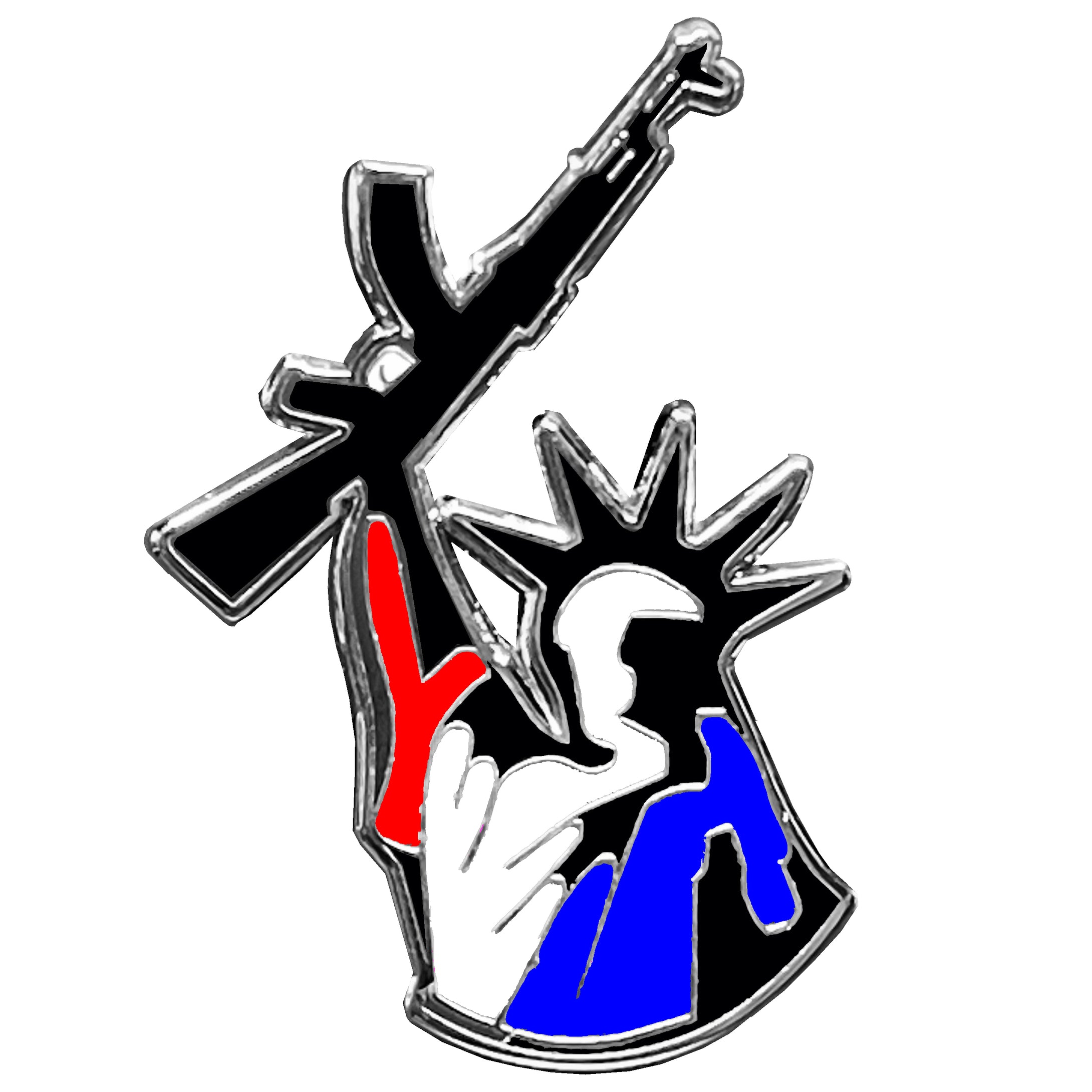 Red, White, and White Cloisonné Statue of Liberty M4 Pin with dual pin posts America 2nd Amendment