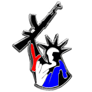 Red, White, and White Cloisonné Statue of Liberty M4 Pin with dual pin posts America 2nd Amendment