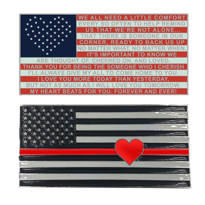 Thin Red Line Flag with Heart and Love Support Fire Fighter Challenge Coin