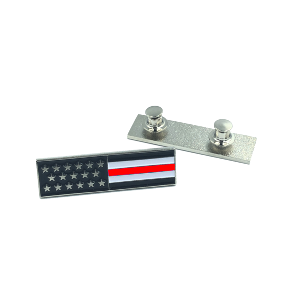 CL6-09 Thin Red Line U.S. Flag Commendation Bar Pin Fire Fighter, Rescue, Department