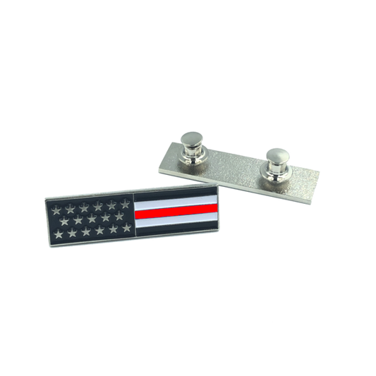 CL6-09 Thin Red Line U.S. Flag Commendation Bar Pin Fire Fighter, Rescue, Department
