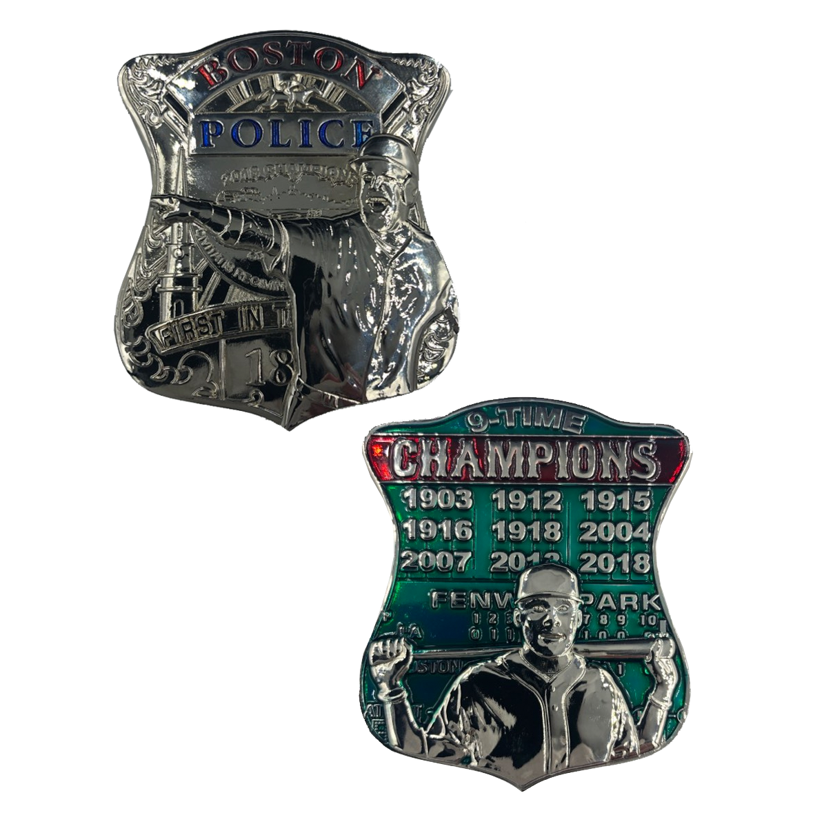 KK-007 Boston Police Red Sox inspired 9 Time Champions Challenge Coin