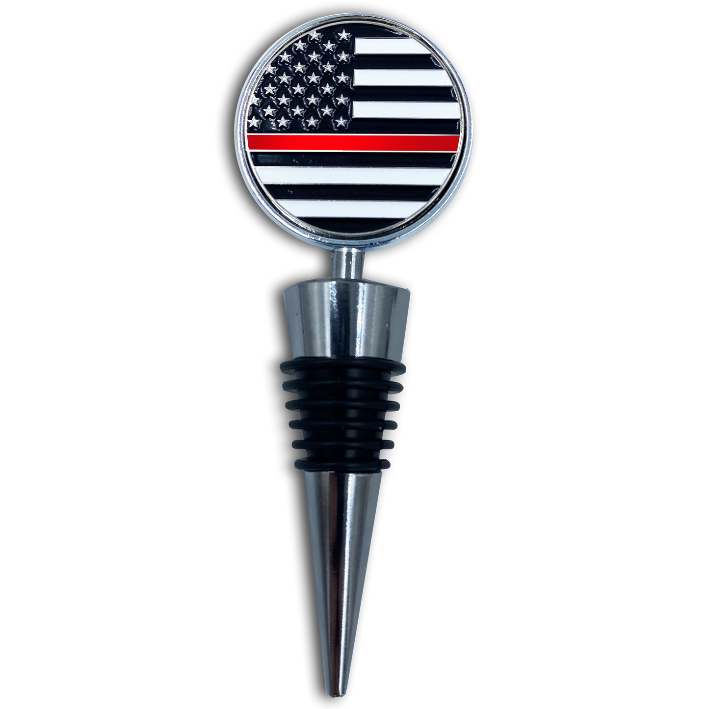 DL1-18 Thin Red Line Fire Department American Flag Wine Bottle Stopper Challenge Coin Fire Fighter Rescue