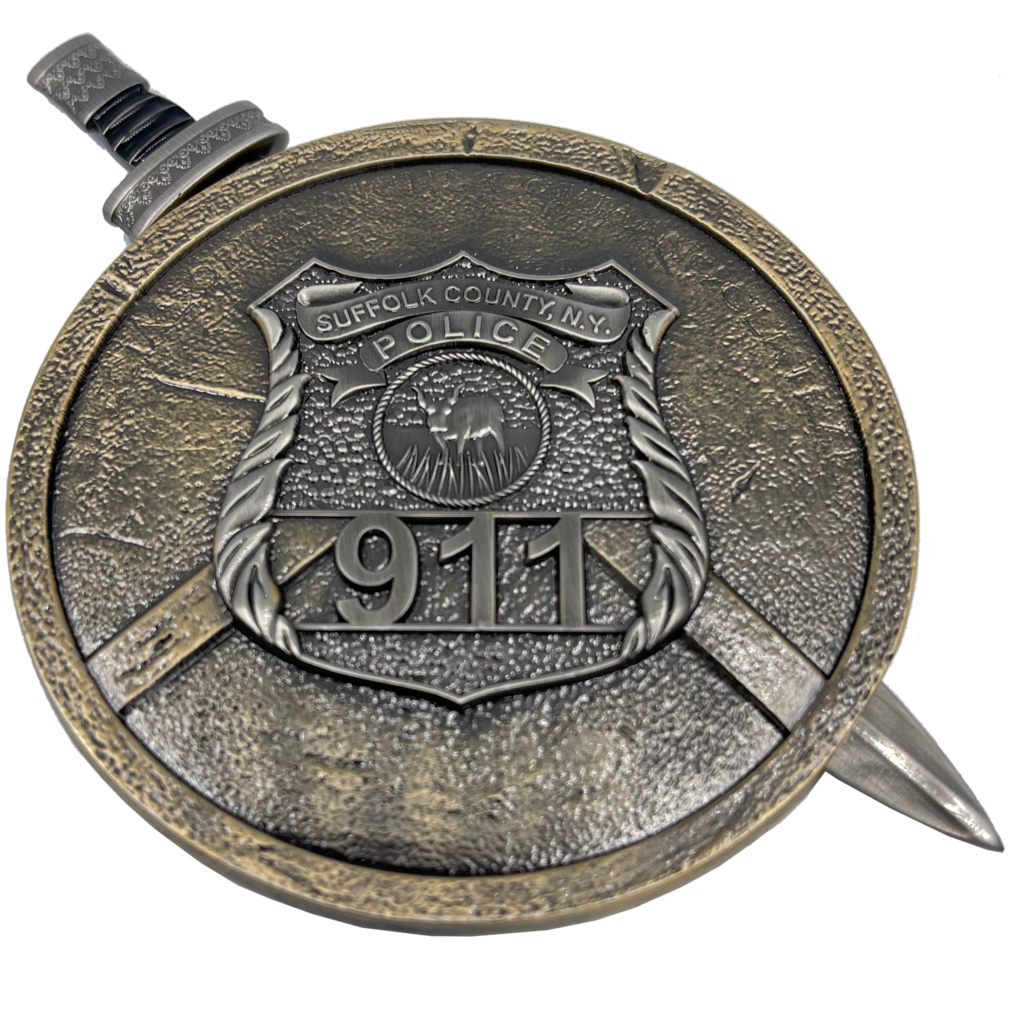 EL9-004 Suffolk County Police Department Shield with removable Sword Challenge Coin Set Long Island SCPD