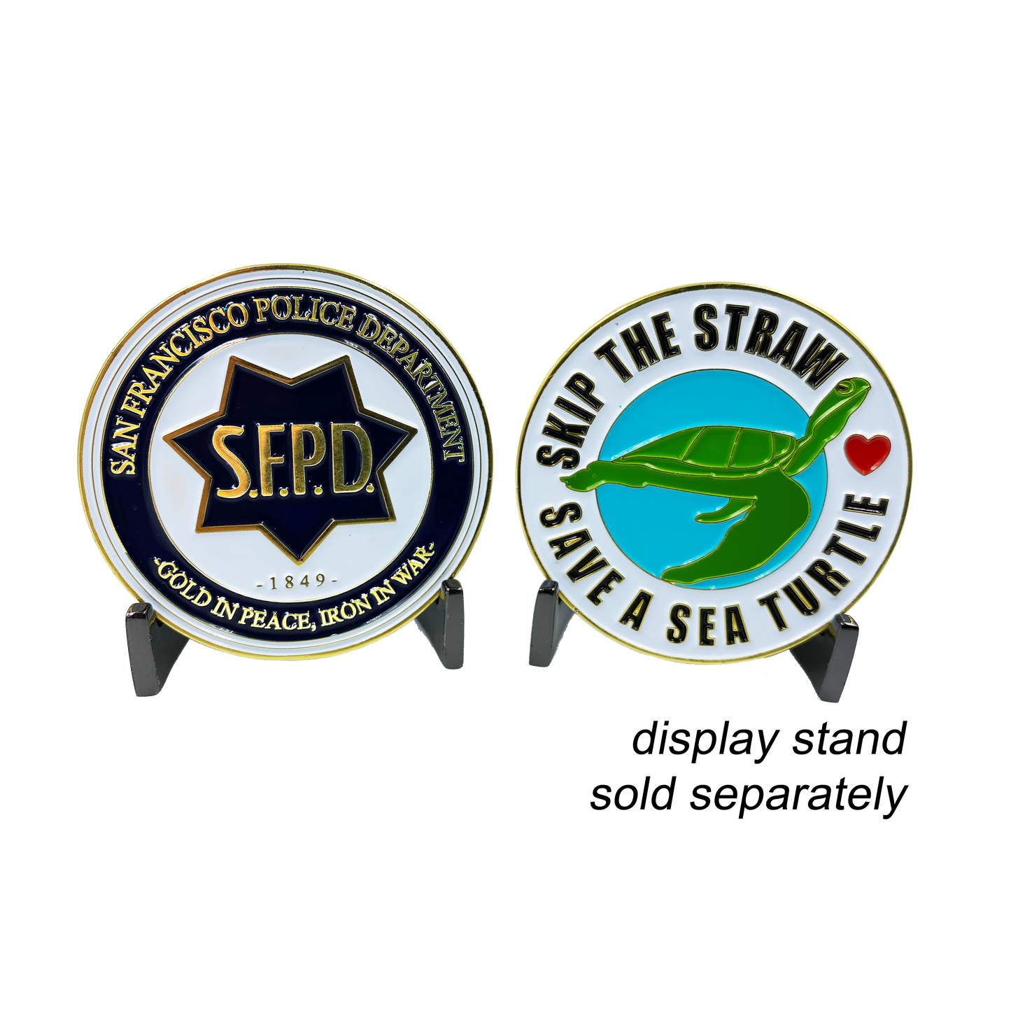 II-022 San Francisco Police Department SFPD Skip the Straw Save a Sea Turtle Challenge Coin