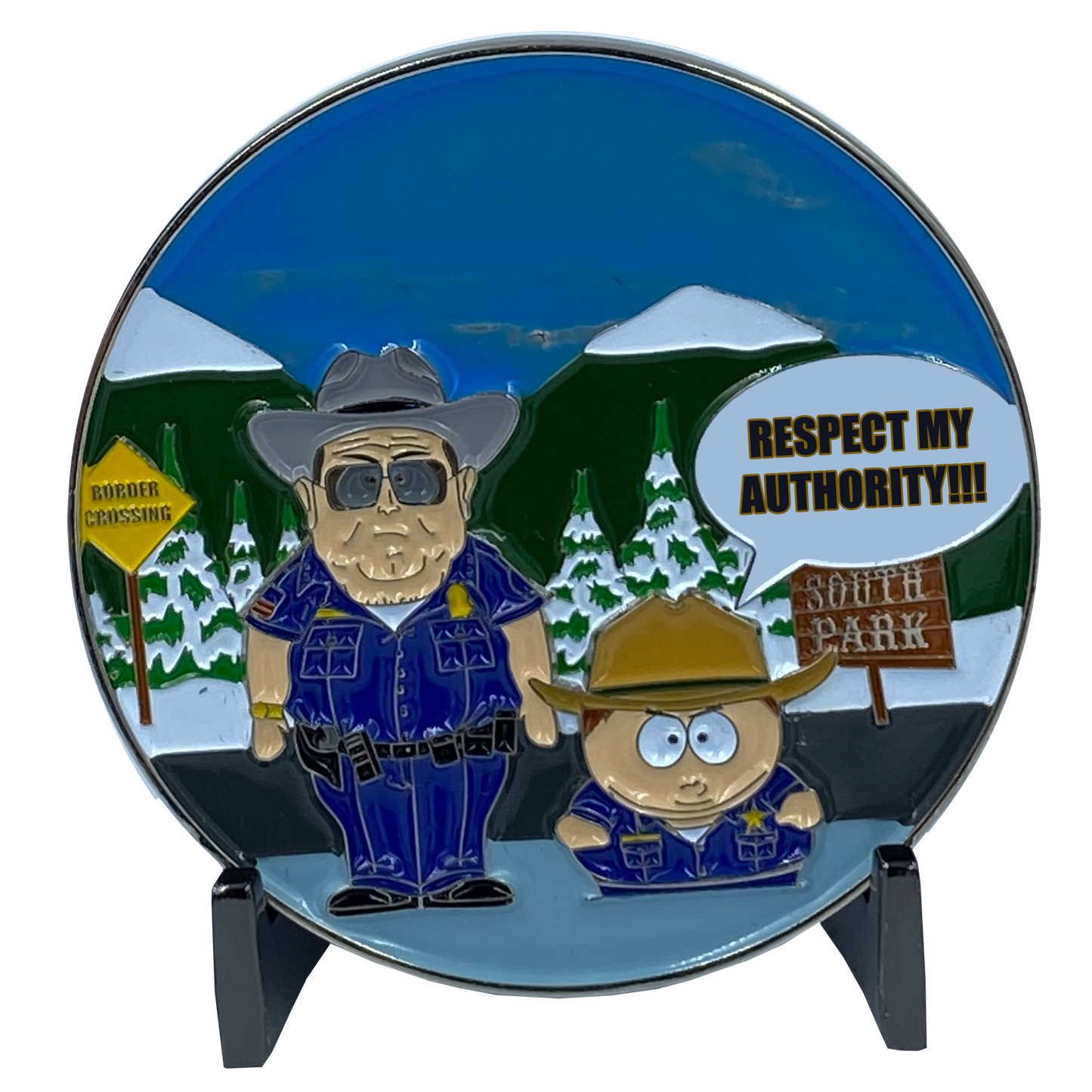 BB-008 Blue Variation Police Officer and Border Patrol South Park Parody Challenge Coin Police AMO CBP Deputy Sheriff