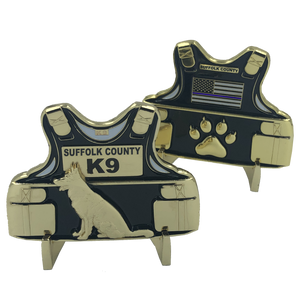 CL9-03 Suffolk County Police Department Long Island New York K9 Body Armor Challenge Coin Canine NY SCPD Sheriff's Office