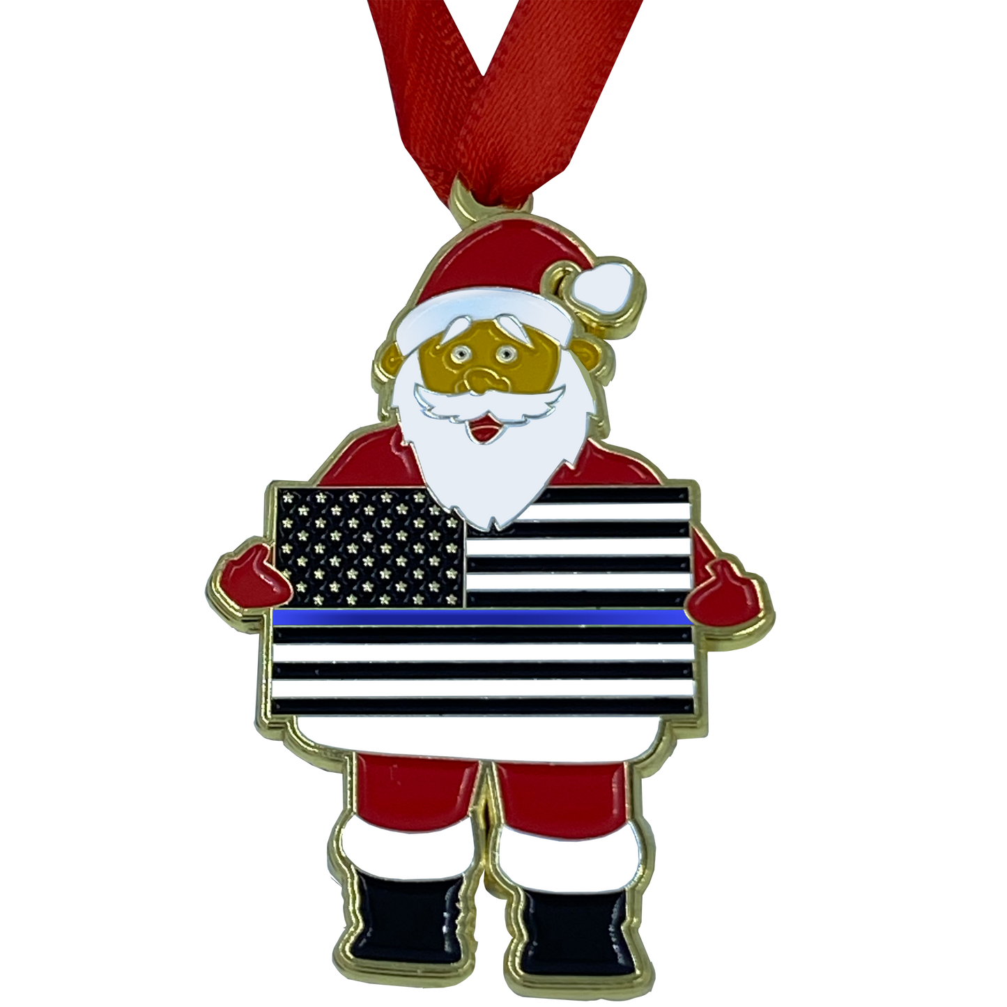 BL1-12A Thin Blue Line Christmas Ornament Santa Police Challenge Coin LAPD NYPD CBP FBI FAM ATF USSS